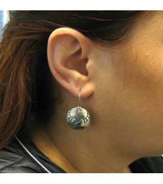 E000759 Dangling sterling silver earrings Dragon solid hallmarked 925 